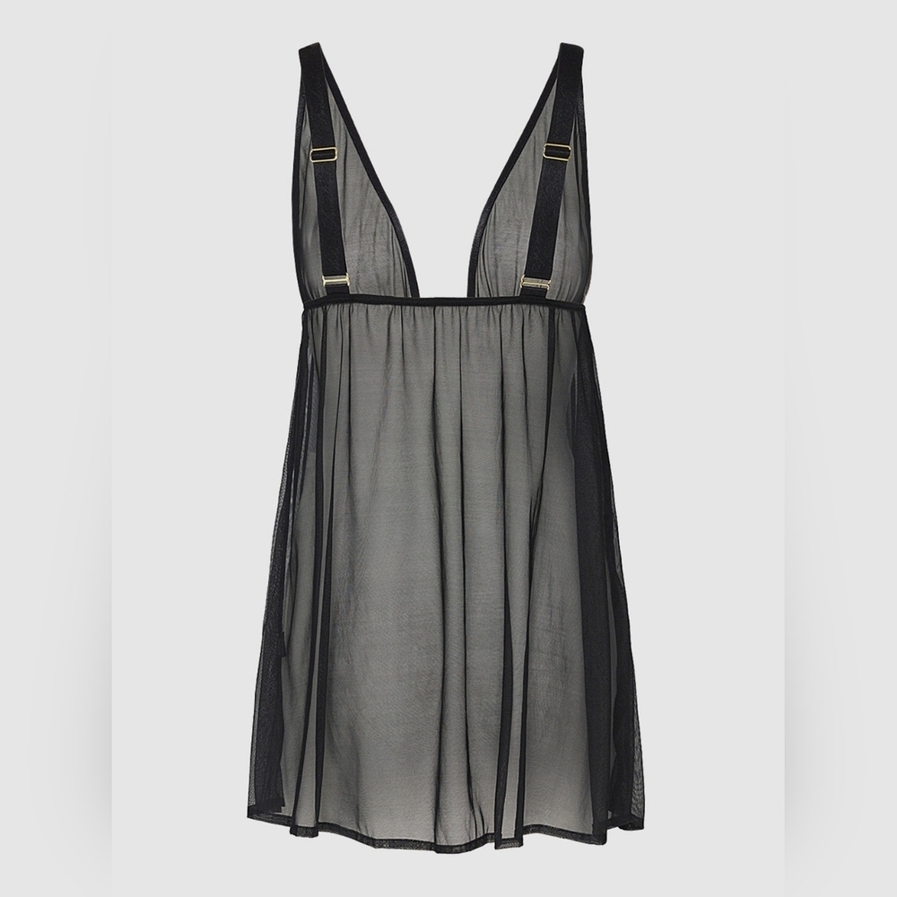 Frederick’s of Hollywood Alanza Mesh Babydoll Unlined Soft Cup Black NWT - Picture 7 of 10